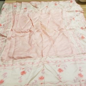 Vintage Vera soft pink, solid/floral scarf